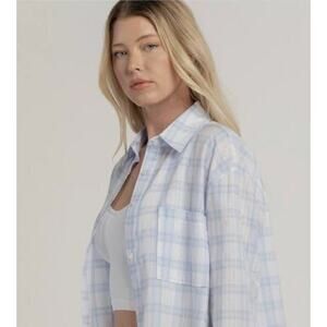 NWT RSQ Women Lightweight Plaid Boyfriend shirt